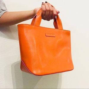 BAEKGAARD mini Tote pumpkin with maui pink leather